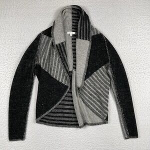 Cabi Sweater Womens Medium‎ Black Gray Open Cardigan Cozy Casual Career Collared